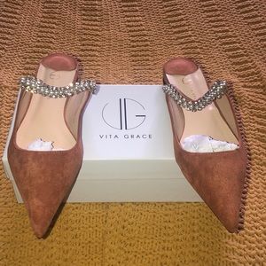 VITA GRACE Irina Pearl Strap Mules